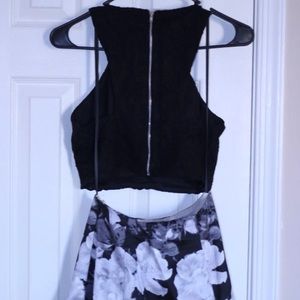 Two Piece Floral Prom Dress